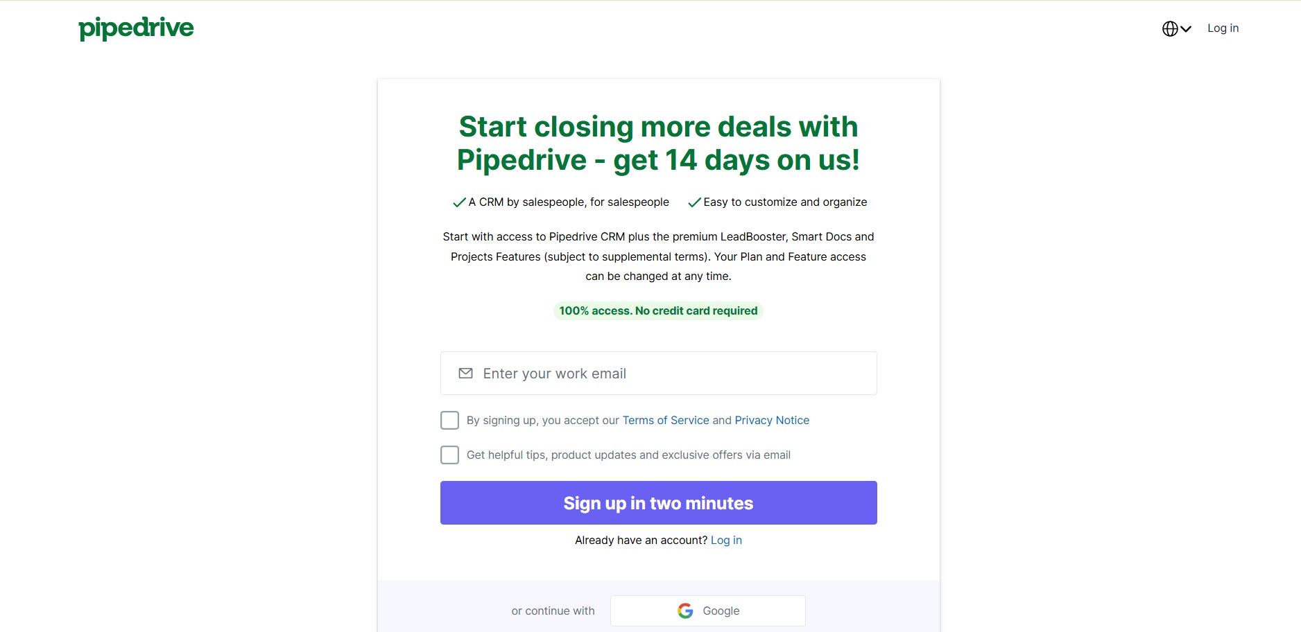 Pipedrive Signup 1