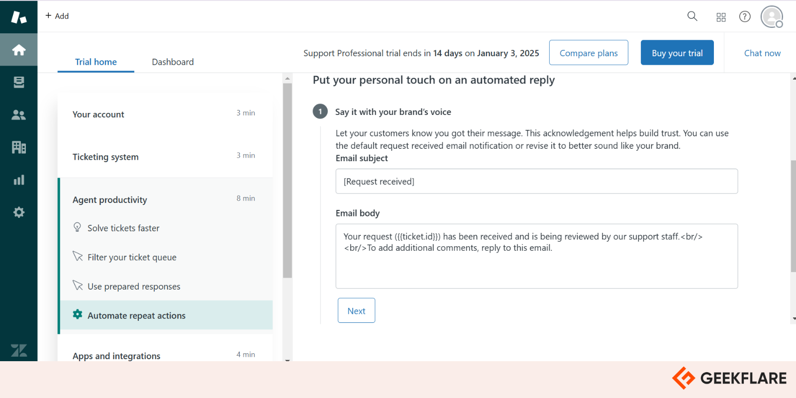 automated responses zendesk