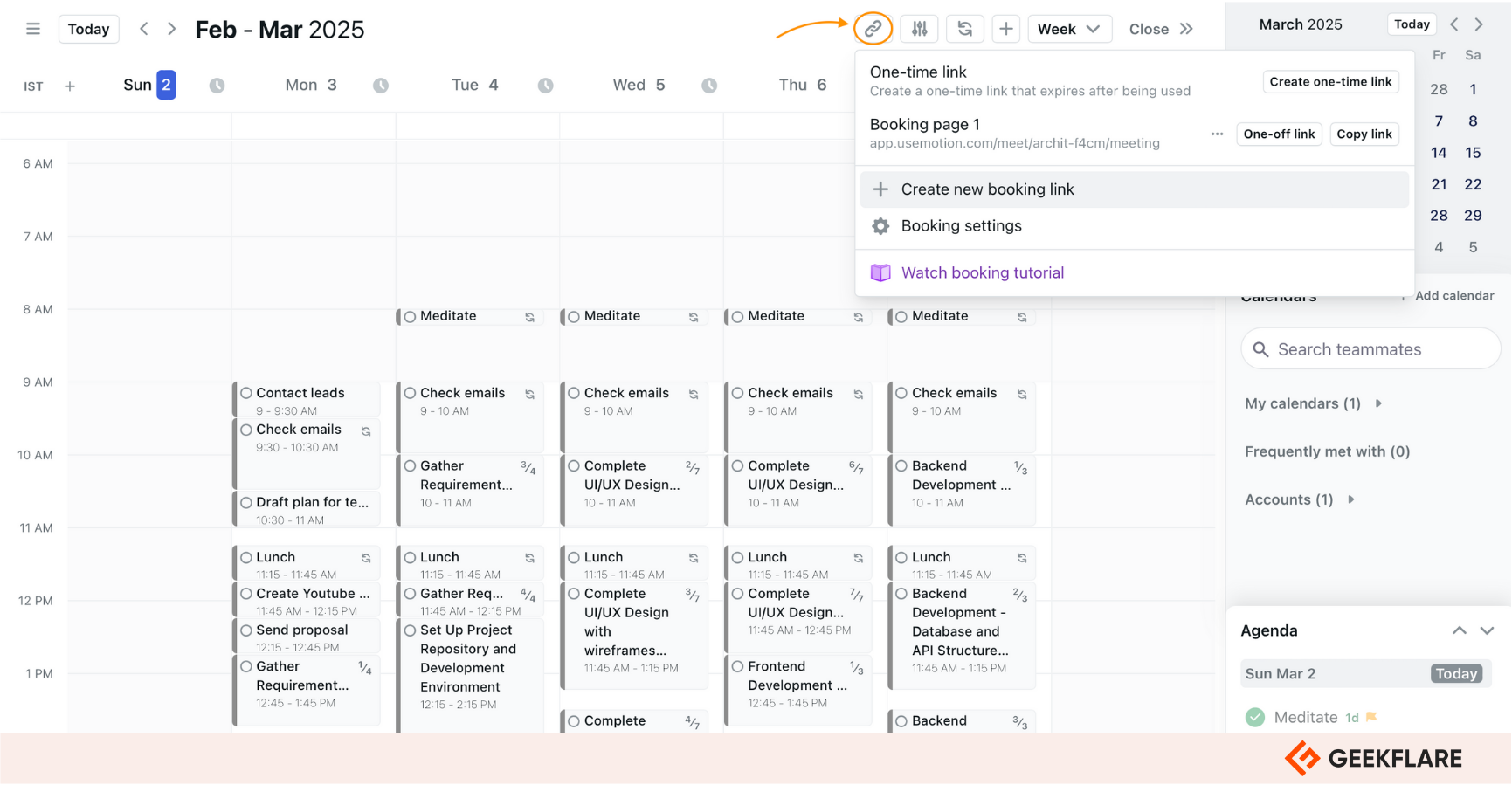 Create a booking page in Motion