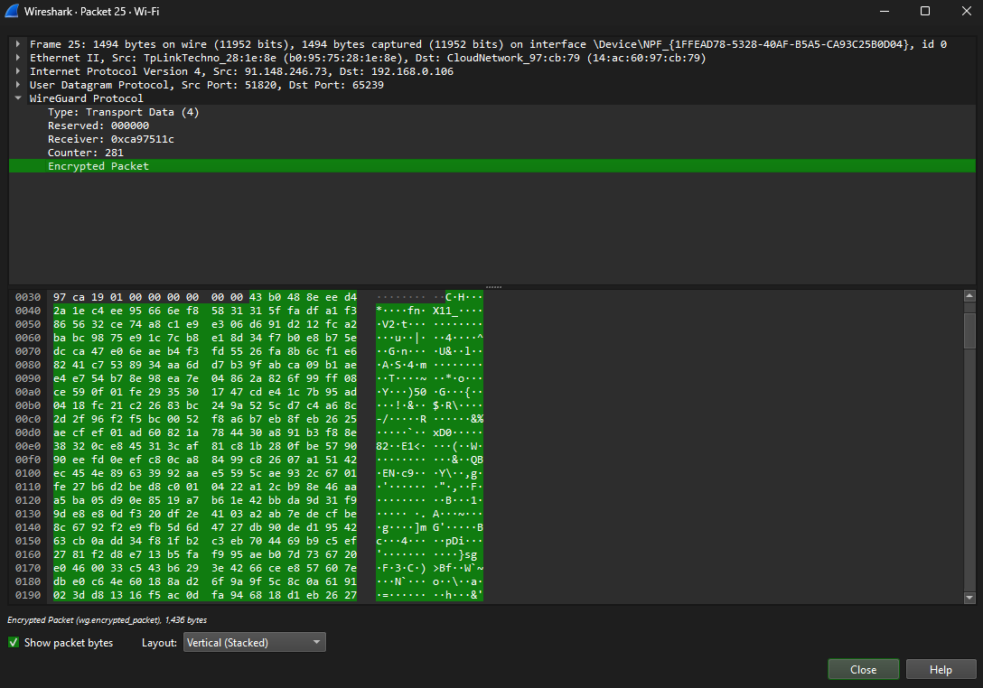 Following packets with VPN
