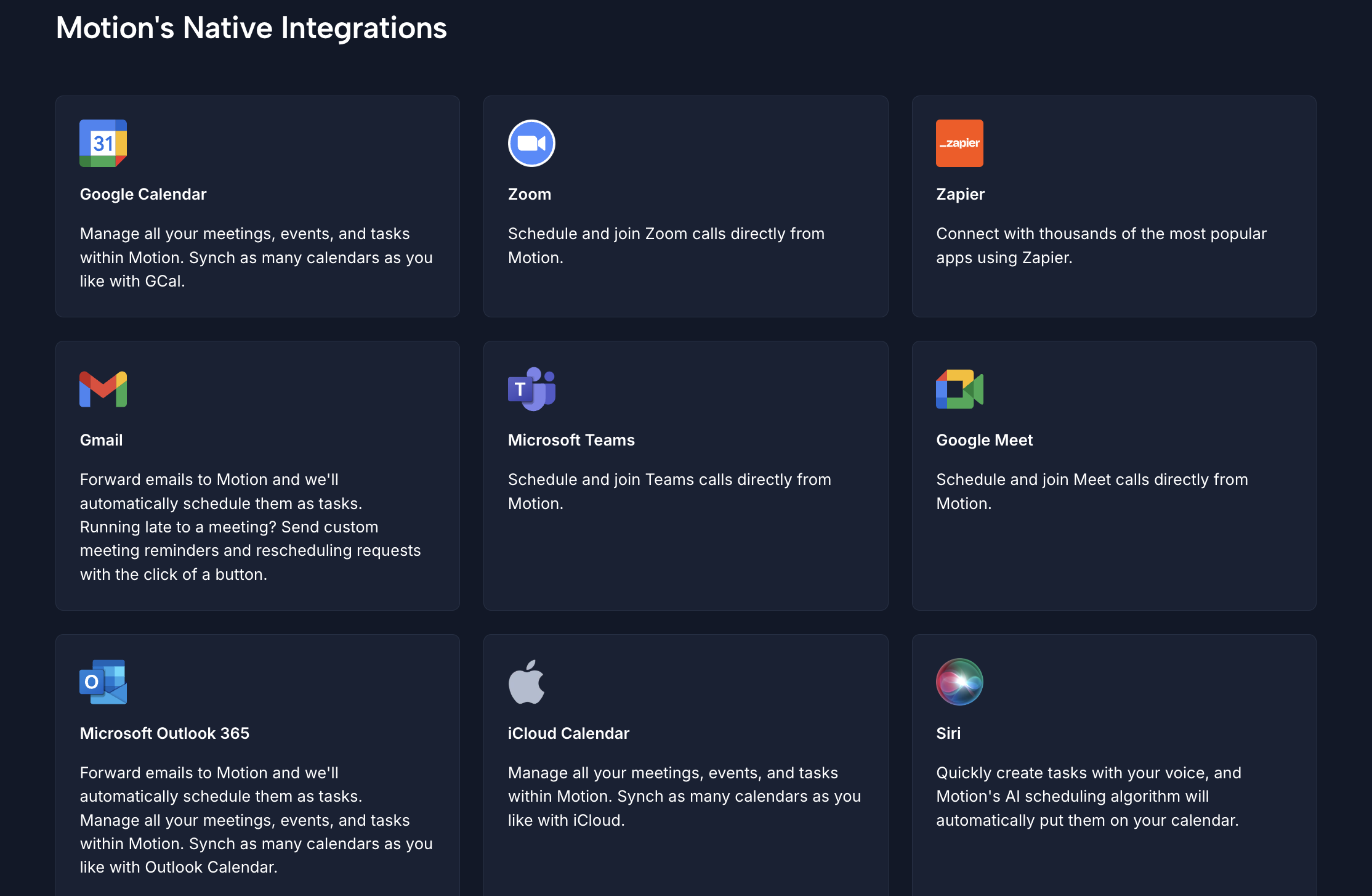 Motion's native integrations