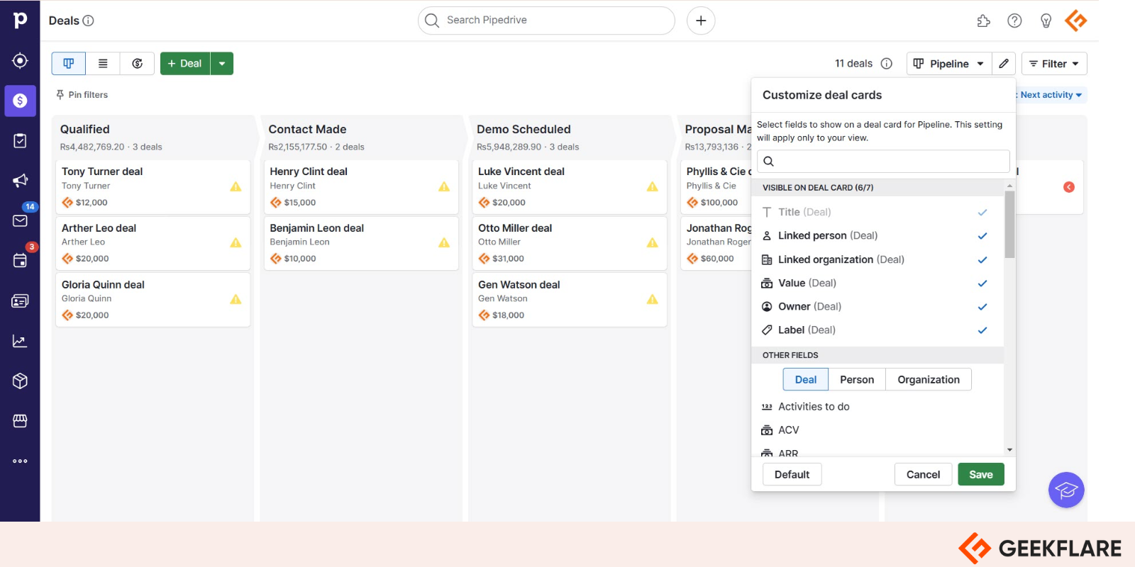 customizable dashboard