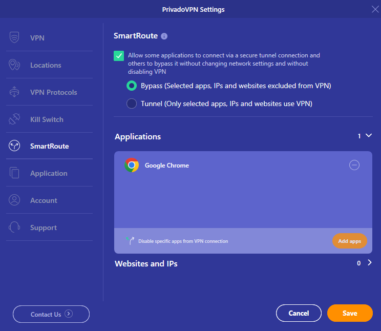 PrivadoVPN SmartRoute